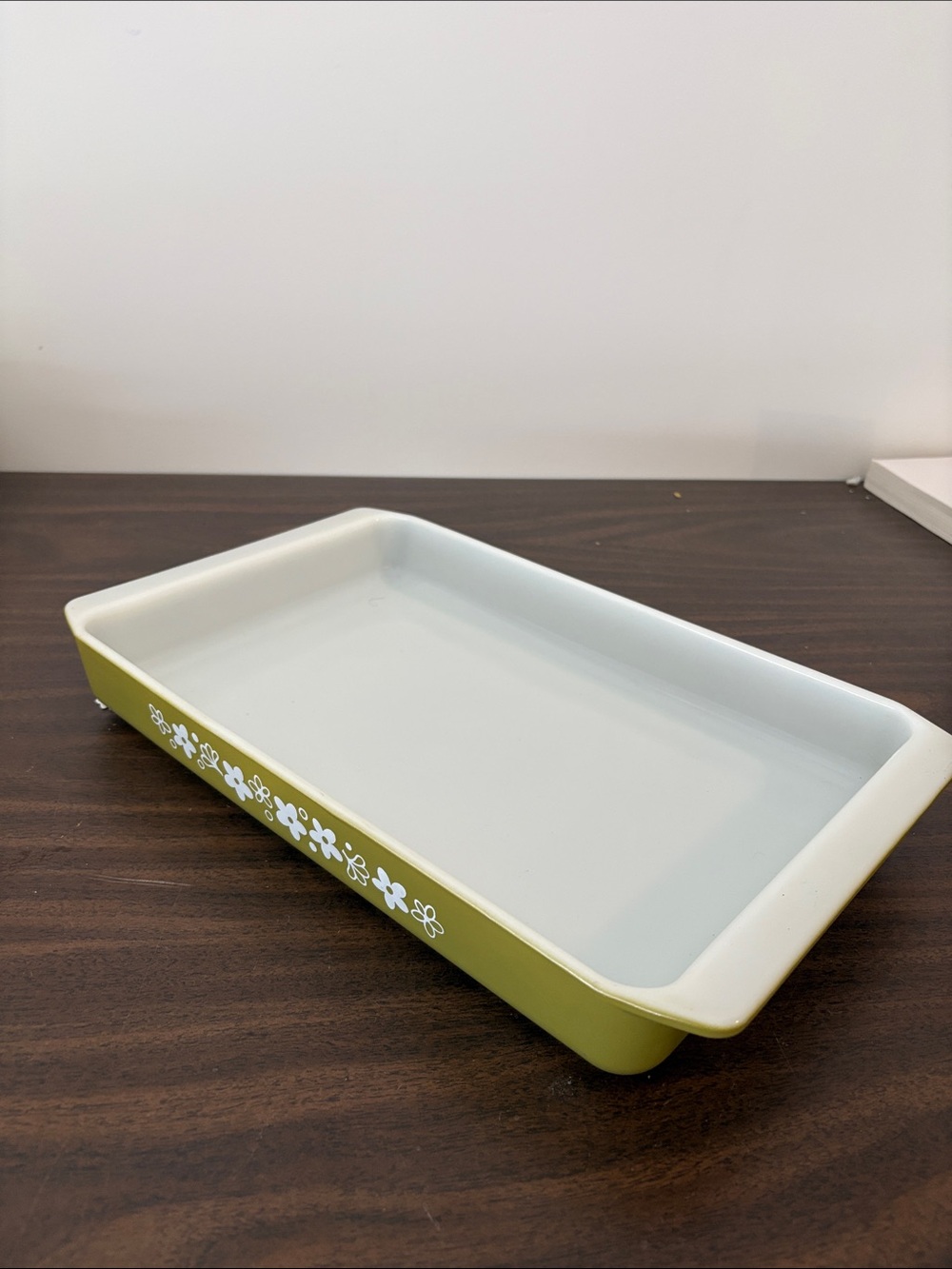 Pyrex Olive Green Floral Ceramic Baking Dish